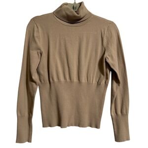 Axcess Tan Beige Ribbed Turtleneck Sweater Cotton Blend Size L